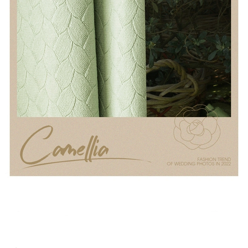 French Matcha Green Curtain Bedroom Shading Ins Senior Sense Hook Type Living Room Light Luxury Flannel Fabric