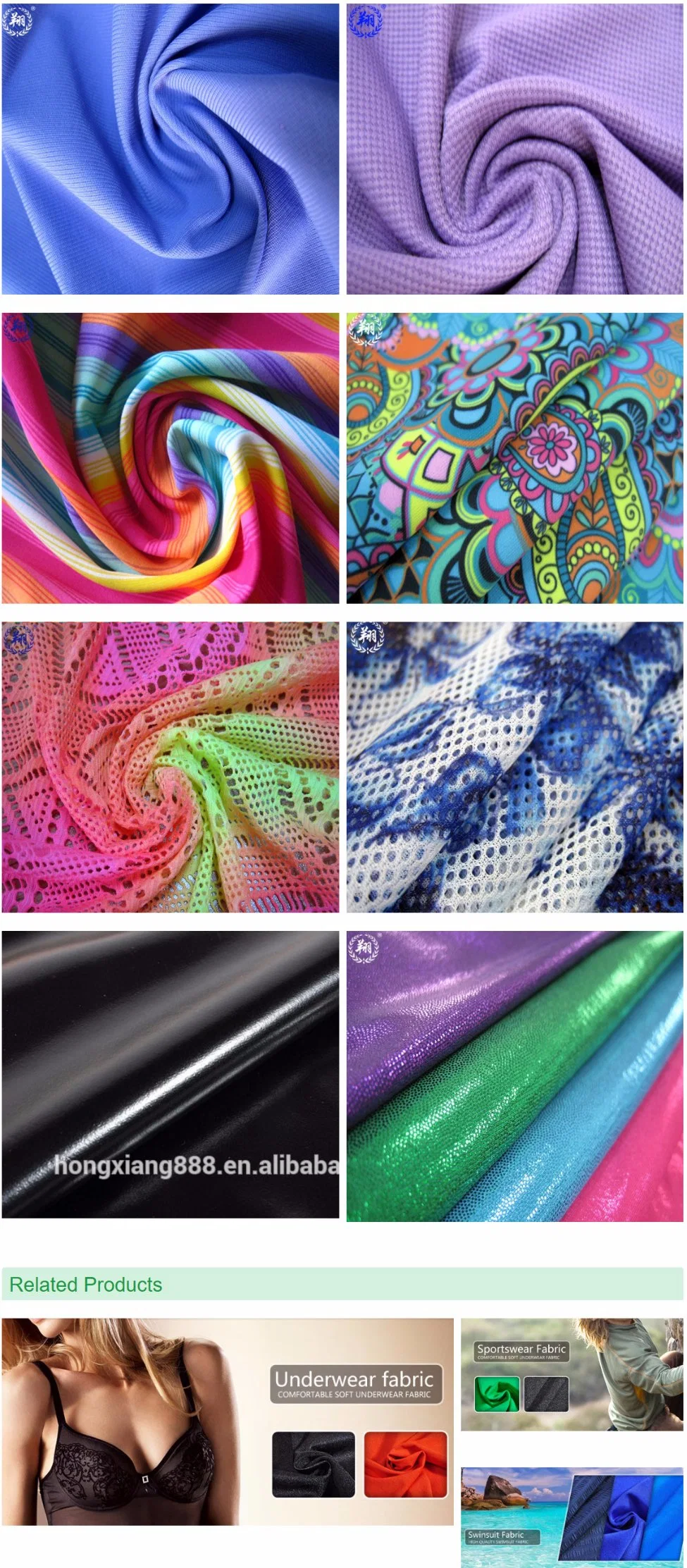 Custom Design Nylon Tricot Print Spandex Warp Fabric for Bra